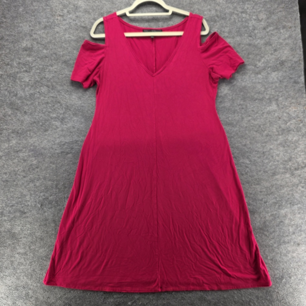 White House Black Market Dress Womens L Pink T-Shirt Trapeze Swing Cold Shoulder